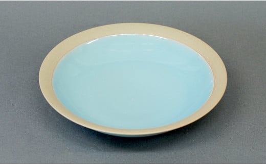 有田焼 天青リム皿 大 23.5cm【梶原大敬 茂正工房】器 うつわ
