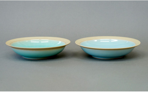 有田焼 青磁リム皿 中 2枚セット【梶原大敬 茂正工房】器 