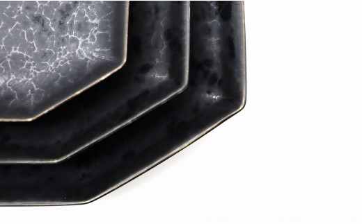 有田焼 食材の彩りを引き立てる上品な黒 / 長八角皿SMLセッ