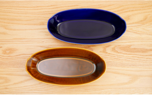 有田焼 オリジナル楕円鉢ペアセット【藍土】 和食器 食器 