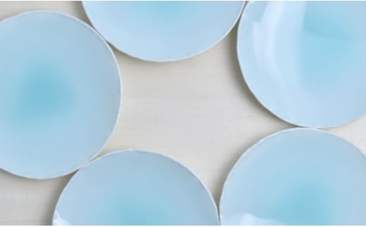 有田焼 青白磁渕叩き 銘々皿 5個セット 【まるぶん 】 皿 5