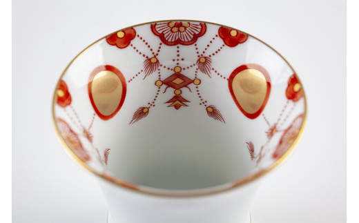 有田焼 其泉 瓔珞文 赤 酒グラス 2個セット【賞美堂本店】