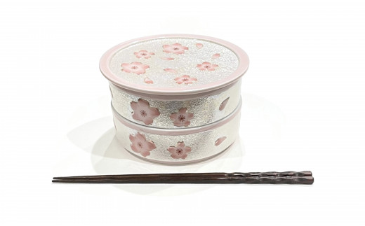 有田焼 春の器 虹彩桜二段重 24to3【西富陶磁器オリジナル】