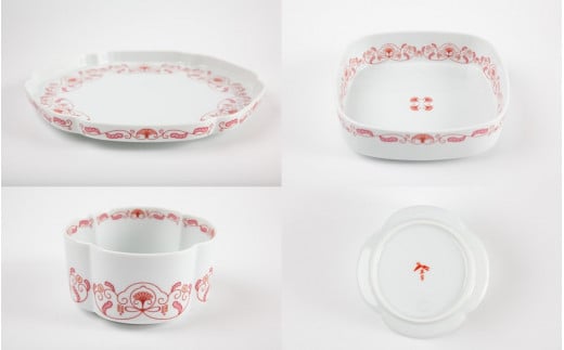 有田焼 其泉 ゆいからくさ 紅赤 5点セット 書籍付【賞美堂
