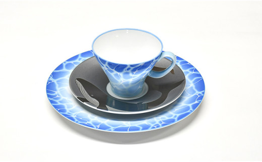 【有田焼・香蘭社】マリン・碗皿＆プレート4点セット A110-4