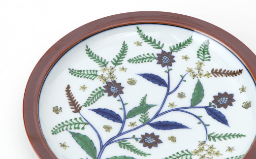 源右衛門窯 染錦更紗手花蝶文 皿 盛り皿 飾り皿 エキゾチッ