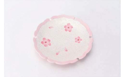 有田焼 薄ピンク釉 虹彩桜 雪輪皿 5枚セット【丸兄商社】食