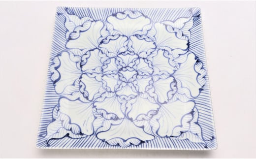 有田焼 染付花弁紋 正角皿 2枚セット【丸兄商社】食器 器 