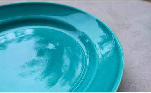 【まるふくオリジナル】有田焼 ターコイズブルー リムプレ