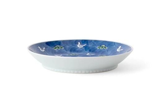 源右衛門窯 染錦水鳥図 深皿 器 食器 皿 カレー皿 パスタ皿 