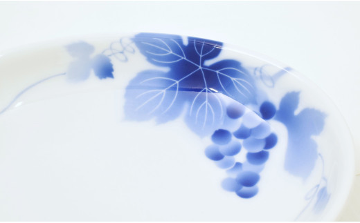 深川製磁 有田焼 ブルーワイナリー ペア楕円 和皿 ブルー＆