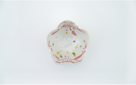 A35-260 有田焼 ラスター 花絵 花形 三ッ足 小鉢 3個セット 食