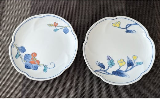 有田焼 黄花・紅花 銘々皿 4枚セット【東洋セラミックス】