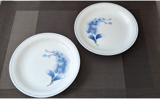 有田焼 胡蝶蘭スープ碗・受け皿 ( 青 / ピンク ) 【東洋セラ