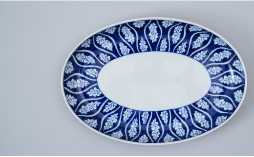 有田焼 染付曇立涌紋楕円皿【中山陶和堂】食器 うつわ 器 