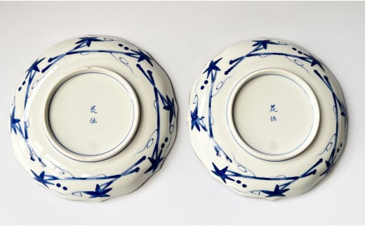有田焼 染付暦 祥瑞手 (しょんずいて) ペア和皿【有田焼 花