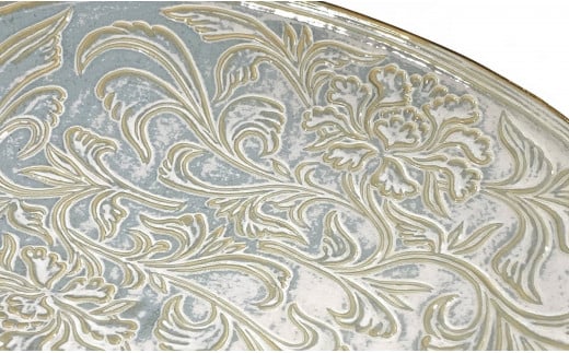 有田焼 ハクア 花唐草彫 オーバルプレート27cm 2枚セット 化
