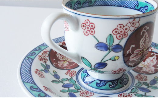 有田焼 古伊万里草花紋 珈琲碗皿 【篠英陶磁器オリジナル