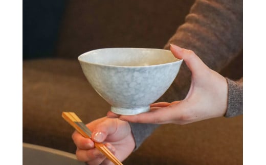 有田焼 ペア茶碗セット ルリマットホワイト＆グレーマット