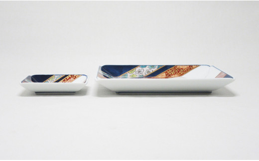 染錦花弁龍紋 長角皿（大・小）セット 篠英陶磁器 有田焼 