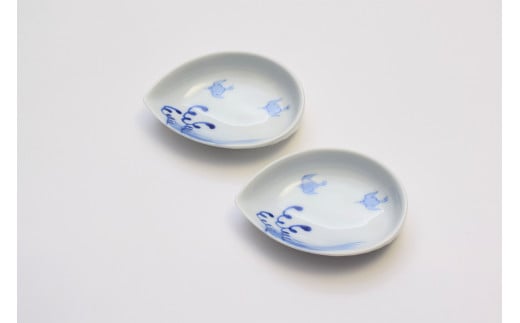 有田焼 染付波千鳥 刺身皿・組千代口【深川製磁】食器 器 