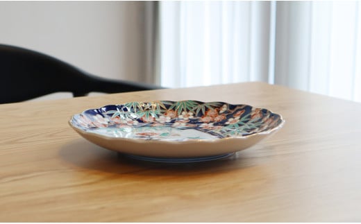 有田焼 笹紅梅菊型 18cm プレート 2枚セット【まるふく】お