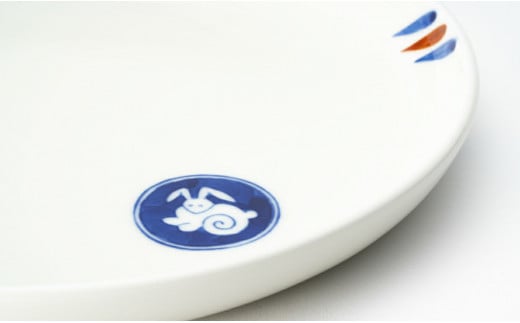 有田焼 月見うさぎ ペア楕円プレート【深川製磁】食器 器 うつわ