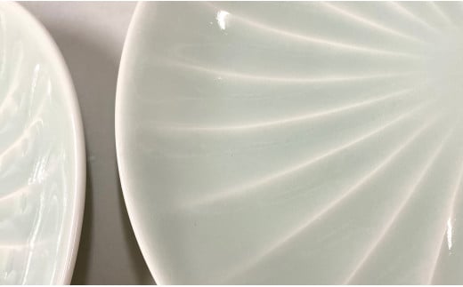 有田焼 青白磁稜線皿（ペア）【中仙窯・中尾純作】食器 器