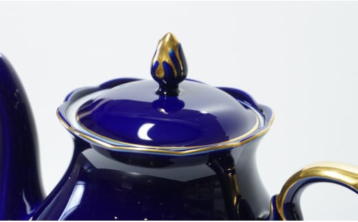 有田焼 ゴールドライン瑠璃・ポット【香蘭社】食器 白磁 