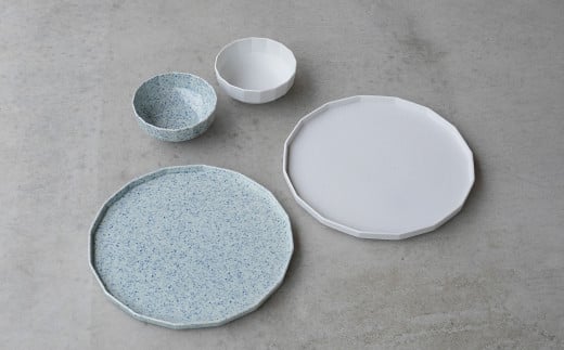 有田焼 23.5cm 十六角プレート / 10.5cm 十六角ボウル 4枚セット