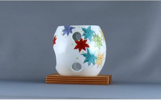 有田焼 茶香炉〈紅葉尽し文〉【赤絵白磁硯処 雪月花】手描