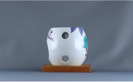 有田焼 茶香炉〈山ぶどう文〉【赤絵白磁硯処 雪月花】手描