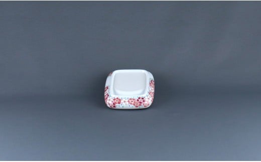 有田焼 有田焼すずり〈花集文〉【赤絵白磁硯処 雪月花】手