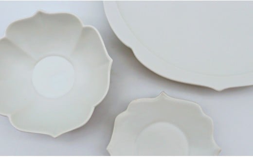 有田焼 白マット 桔梗渕 3点 セット【深海三龍堂】食器 器 