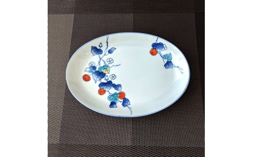 有田焼 華山窯 染錦 トマト楕円 トレー皿 4枚セット【東洋