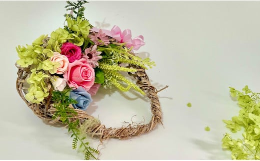 プリザーブドフラワー エッグバスケットリース【フラワー