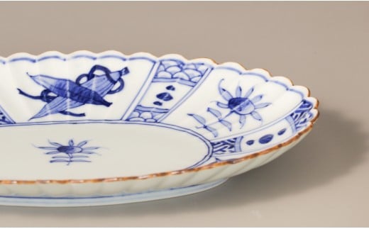 有田焼 芙蓉紋 菊型 オーバルプレート 2個セット【鷹巣瑞光