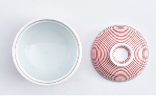 有田焼 かわいい千筋ミニ小蓋物 赤青 ペア【まるぶん】食