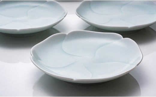 有田焼 青白磁花小皿 5枚組【中仙窯】中尾純 伝統工芸 作家