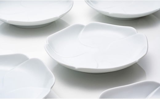 有田焼 白磁花小皿 5枚組【中仙窯】中尾純 伝統工芸 作家 