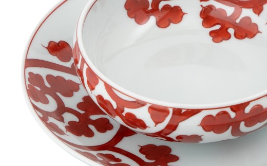 有田焼 赤絵唐草文 組皿 お皿と取鉢のセット【源右衛門窯