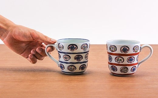源右衛門窯 染錦丸紋割 組マグカップ 食器 マグカップ ペア