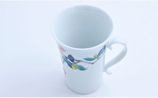 有田焼 マグカップ 山茶花文【赤絵白磁硯処 雪月花】食器 