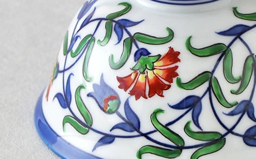 源右衛門窯 染錦石竹花文 飯碗 器 食器 ご飯茶碗 おちゃわ