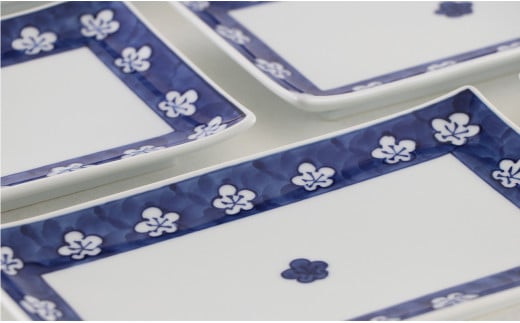 源右衛門窯 古染風梅紋 長角皿 器 食器 角皿 焼物皿 有田焼 