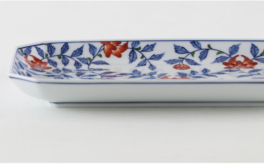源右衛門窯 染錦花唐草 長方皿 器 食器 角皿 長皿 有田焼 A75