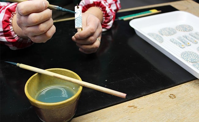 二宮閑山 有田焼磁器玉ヘアゴム5個セット 桜・薔薇・菖蒲