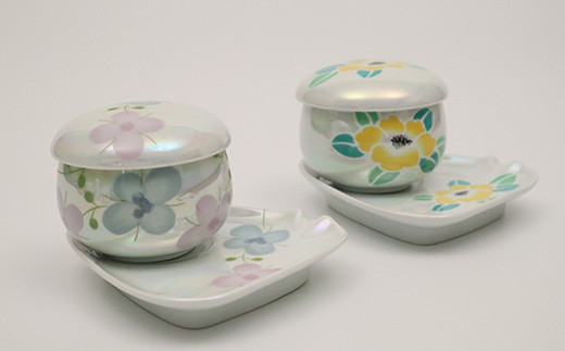 工房 賜光窯 有田焼 ラスター彩色 ポピーと山茶花 ソーサー