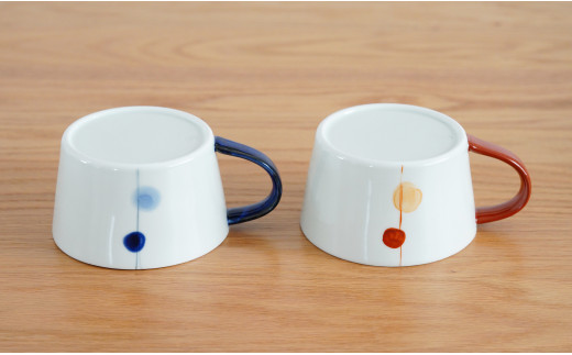 有田焼 藍土オリジナル スープカップ/青玉・赤玉ペアセッ
