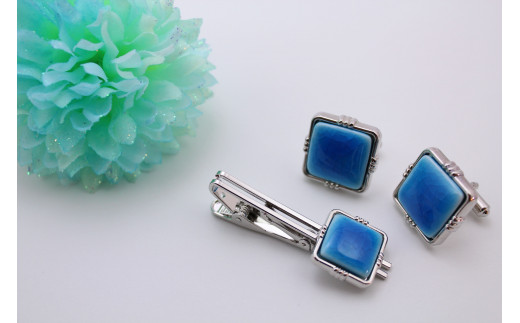 ネクタイピン スカイブルー 有田焼アクセサリー二宮閑山 